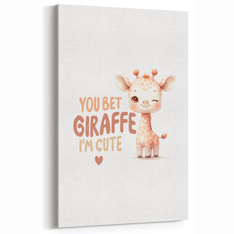 Cute Baby Giraffe Girls Room Wall Art – Nursery Animal Print