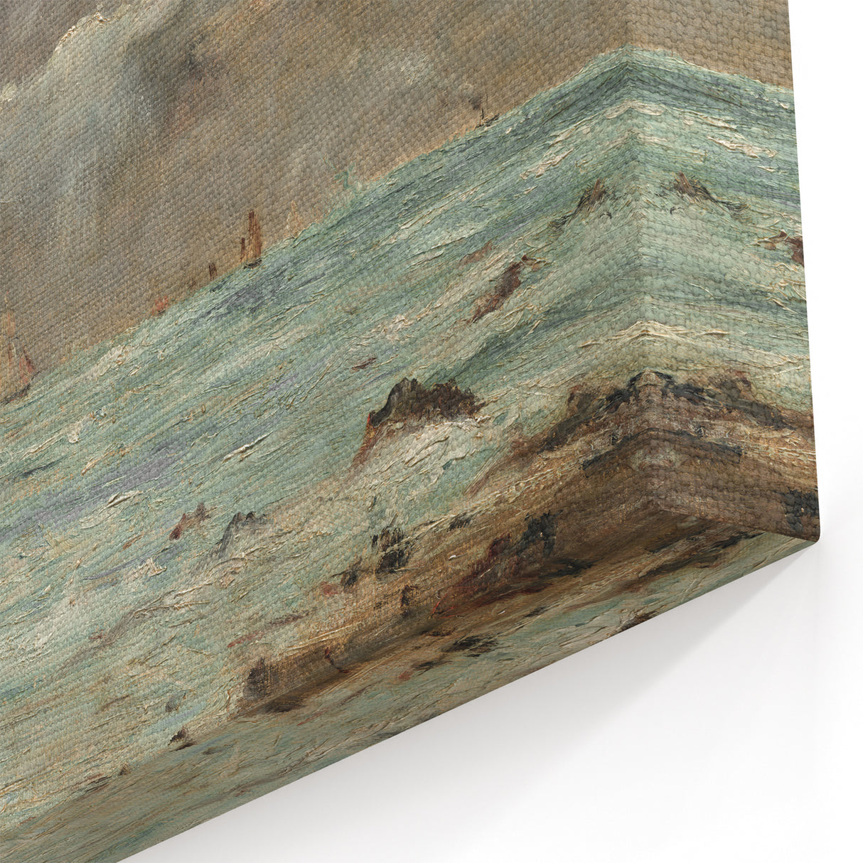 Vintage Seascape Art - Stormy Ocean with Ships Canvas