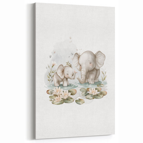 Mother and Baby Elephant Girls Room Wall Art – Nursery Print
