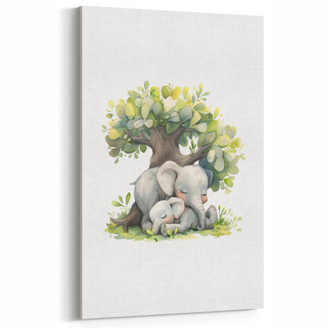 Sleeping Elephants Girls Room Wall Art – Nursery Animal Print