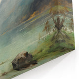 Vintage Landscape Art – Majestic Mountain Reflection in Lake