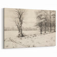 Vintage Landscape Art - Snowy Trees and Footprints in the Winter