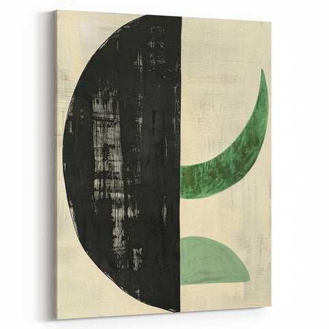 Contemporary Dining Art Pieces – Bold Black and Green Geometry