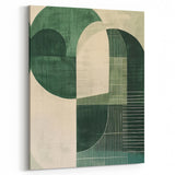 Contemporary Dining Art Pieces - Geometric Green Abstraction
