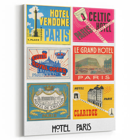 Vintage Travel Posters - Paris Hotel Collection Wall Art