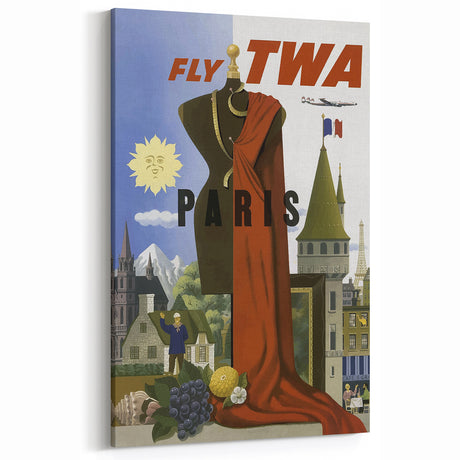Vintage Travel Poster - TWA Paris Aviation Wall Art