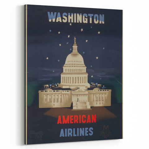 Vintage Travel Poster - Washington American Airlines Wall Art