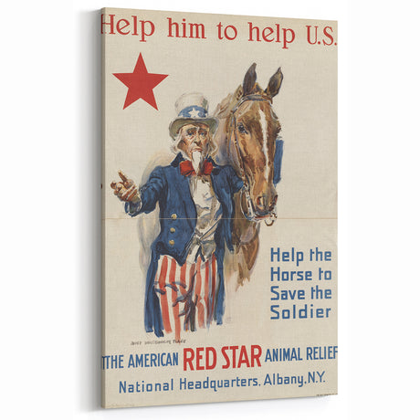 Vintage Patriotic Poster - Uncle Sam American War Art