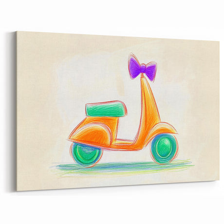 Boys Room Wall Art - Hand-Drawn Scooter Kids Wall Art Prints