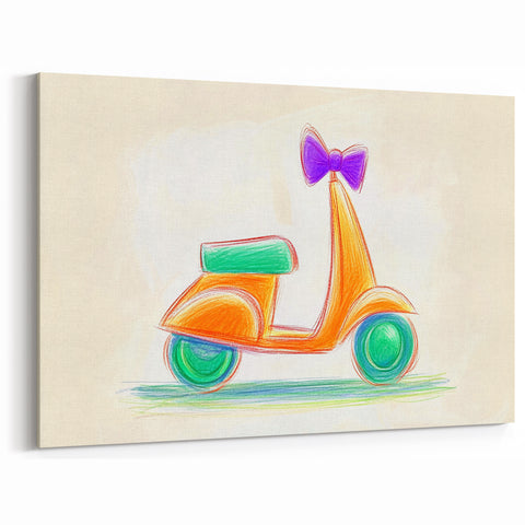 Boys Room Wall Art - Hand-Drawn Scooter Kids Wall Art Prints