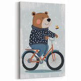 Children's Room Decor - Bear on Bicycle Playroom Wall Art