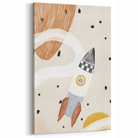 Playroom Wall Art - Space Rocket Kids Room Art for Boys