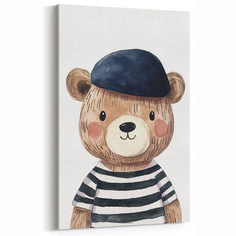 Boys Bedroom Art - Stylish Bear Kids Wall Art for Nursery