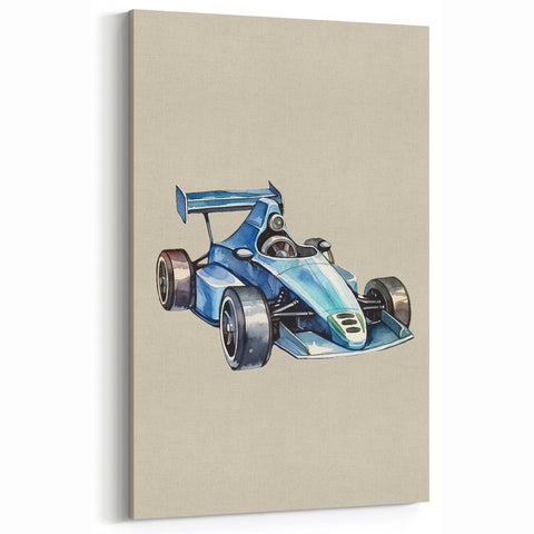 Modern Typography Racing Car Art Print – Stylish Car Illustration Canvas