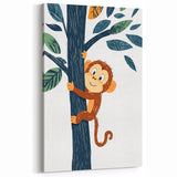 Playroom Wall Art - Playful Monkey Kids Room Art for Boys