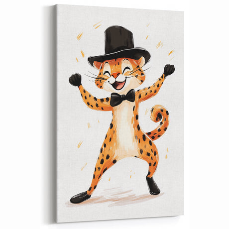 Boys Wall Art Prints - Playful Cheetah Kids Room Art Decor