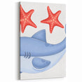 Smiling Shark and Starfish - Boys Room Wall Art Kids Wall Art Prints