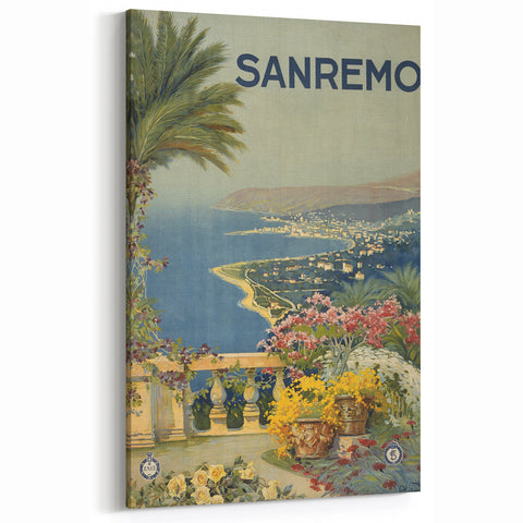 Vintage Travel Poster - Sanremo Italy - Coastal View Art