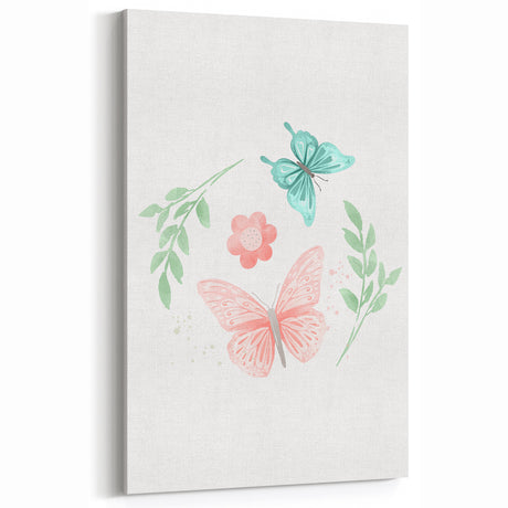Butterfly and Floral Girls Room Wall Art – Nursery Print