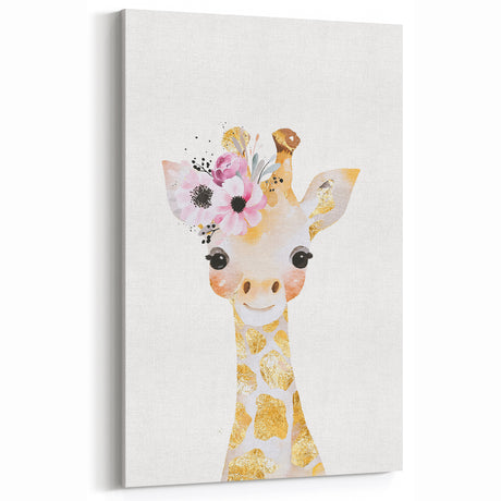 Floral Baby Giraffe Girls Room Wall Art – Nursery Print