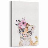 Floral Baby Tiger Girls Room Wall Art – Nursery Print