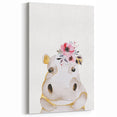 Floral Baby Hippo Girls Room Wall Art – Nursery Print