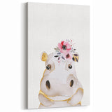 Floral Baby Hippo Girls Room Wall Art – Nursery Print