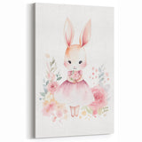 Floral Bunny Girls Room Wall Art – Nursery Print