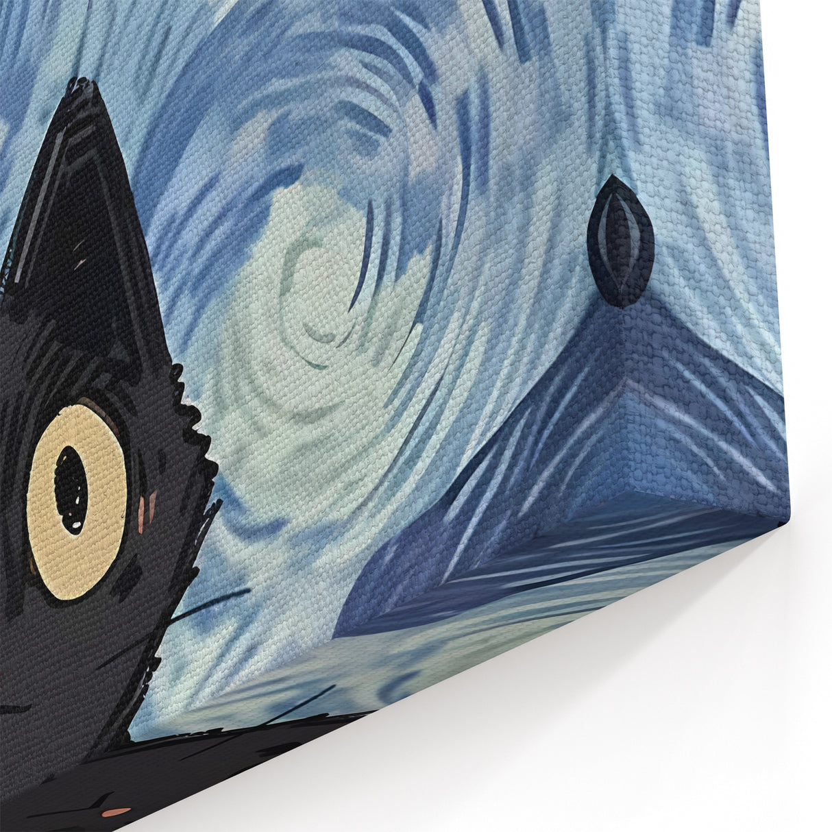 Whimsical Boys Room Wall Art - Cat in Starry Night for Kids Rooms