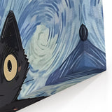 Whimsical Boys Room Wall Art - Cat in Starry Night for Kids Rooms
