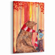 Charming Boys Room Wall Art – Bear and Girl in Autumn Forest