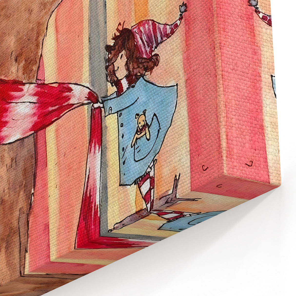 Charming Boys Room Wall Art – Bear and Girl in Autumn Forest