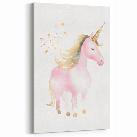 Golden Unicorn Girls Room Wall Art – Magical Nursery Print