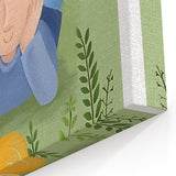 Calm Boys Room Wall Art – Child Relaxing with Snail and Flowers