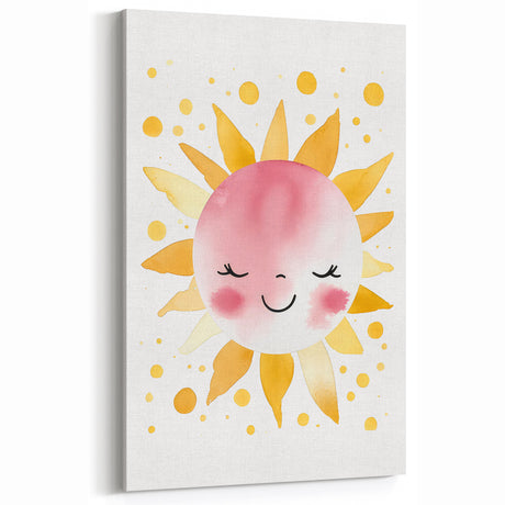 Smiling Sun Girls Room Wall Art – Cheerful Nursery Print