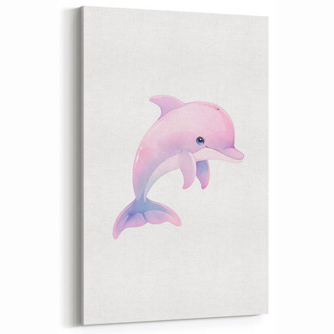 Girls Bedroom Art – Cute Watercolor Dolphin Nursery Wall Decor