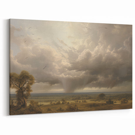 Vintage Landscape Art - Dramatic Sky over Countryside