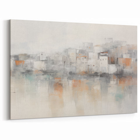 Vintage Landscape Art - Abstract Cityscape Reflection