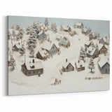 Vintage Landscape Art - Snowy Village Scene