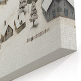 Vintage Landscape Art - Snowy Village Scene