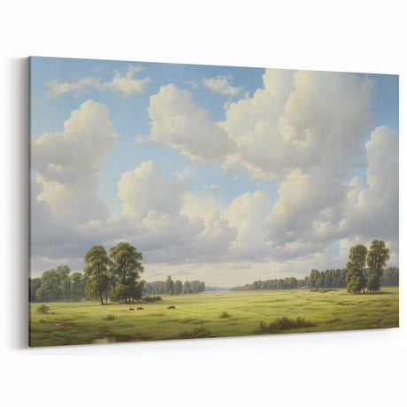 Vintage Landscape Art - Meadow with Trees and Horses