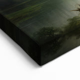 Vintage Landscape Art - Misty Mountains and River