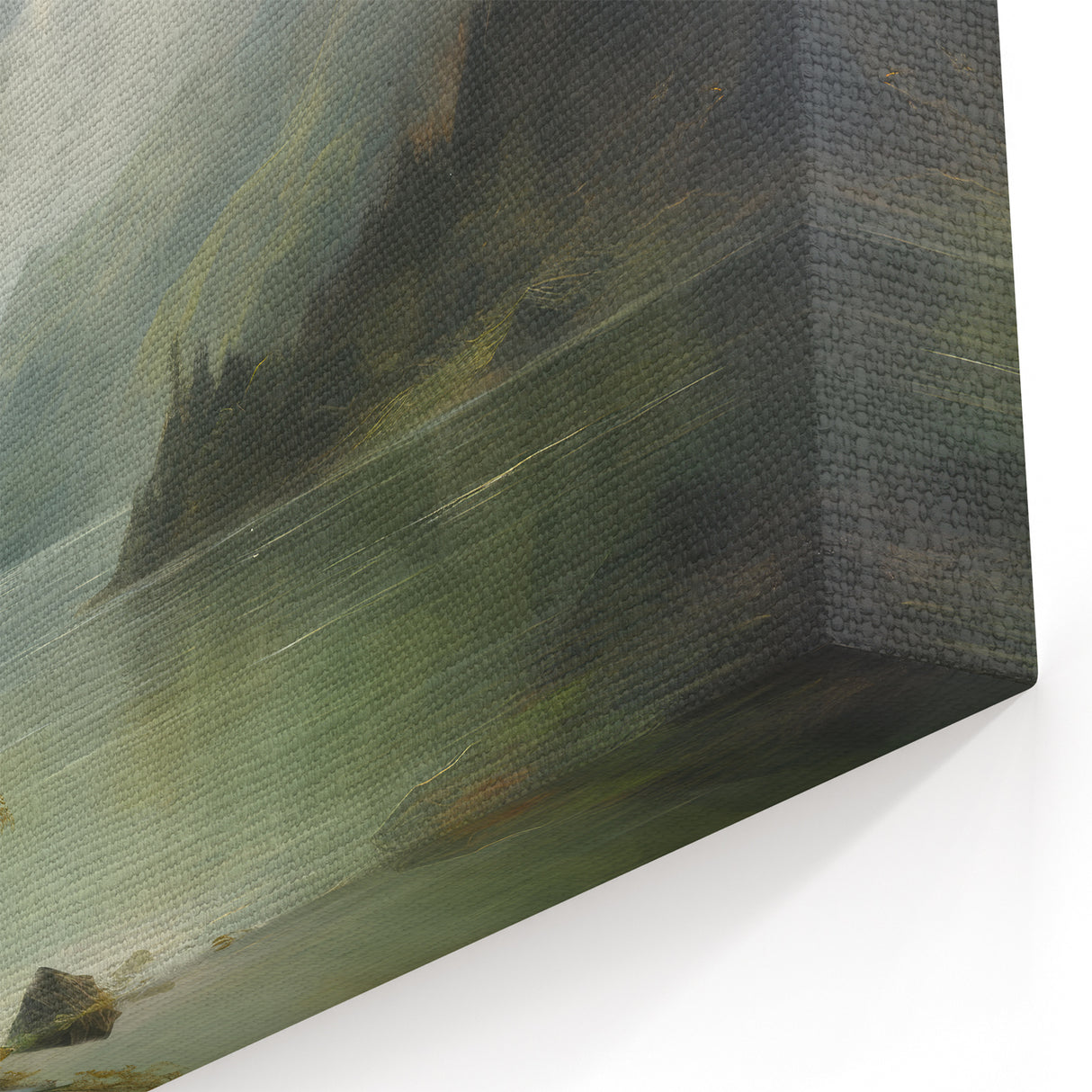 Vintage Landscape Art - Misty Mountains and Tranquil Lake