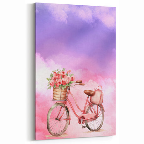 Girls Bedroom Art – Vintage Bicycle Watercolor Nursery Decor