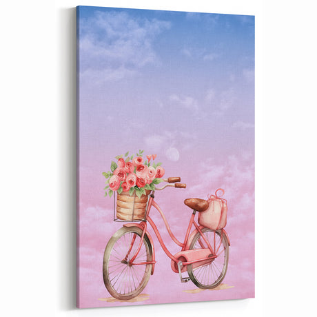 Children’s Wall Decor – Dreamy Bicycle and Floral Watercolor Print