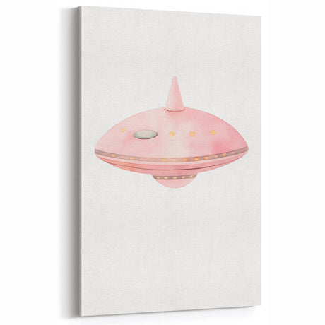 Playroom Wall Art - Cute Pink Spaceship Kids Room Decor