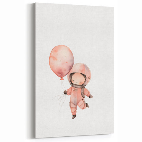 Girls Bedroom Art - Space Explorer with Balloon Kids Room Decor