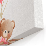 Personalized Kids Art - Floating Teddy with Balloons Wall Decor