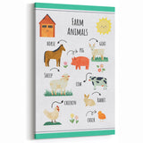 Farm Animals Kids Educational Wall Art – Learning Poster