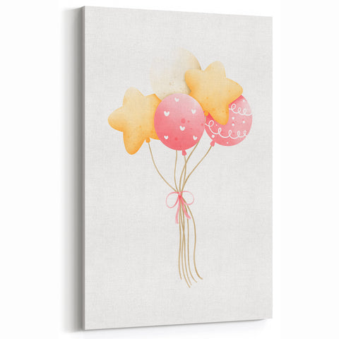 Children’s Wall Decor - Star and Heart Balloons Kids Room Art
